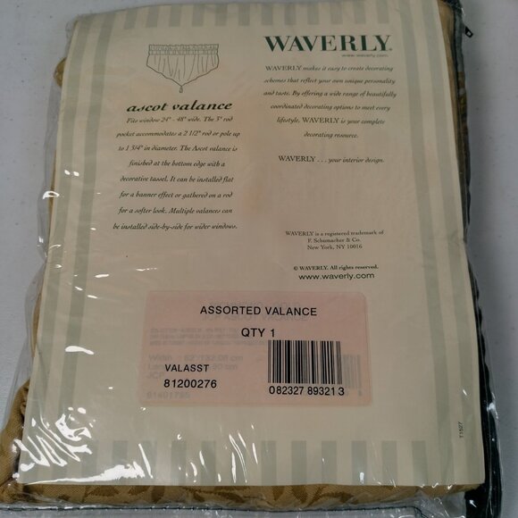 Waverly Ascot Valance Pair Gold Leaf With Tassel Classic 2 pieces 51.5x23.5 READ - Picture 2 of 6